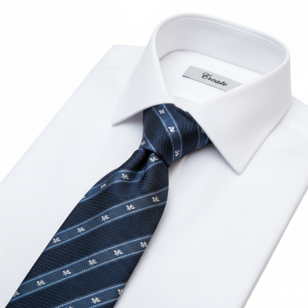 Lacivert Çizgili Gucci Tasarım Figürlü 8 cm İtalyan Micro Kravat – Özel Seri