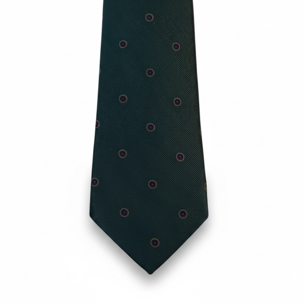 Özel Desen Koyu Yeşil Puantiyeli Kravat – Premium Görünüm