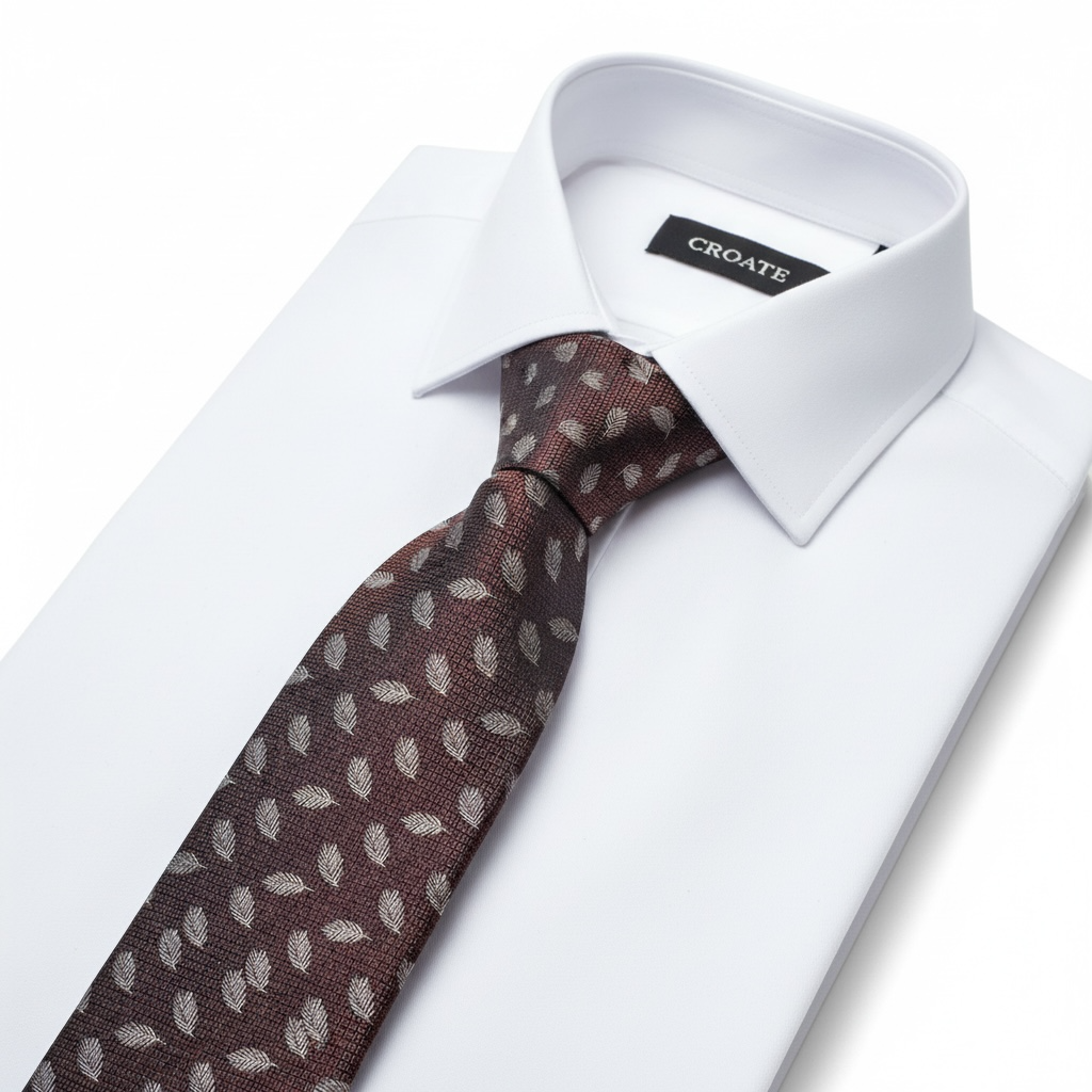 Yaprak Desen Micro Desenli Kahverengi Kravat – Zarif Duruş