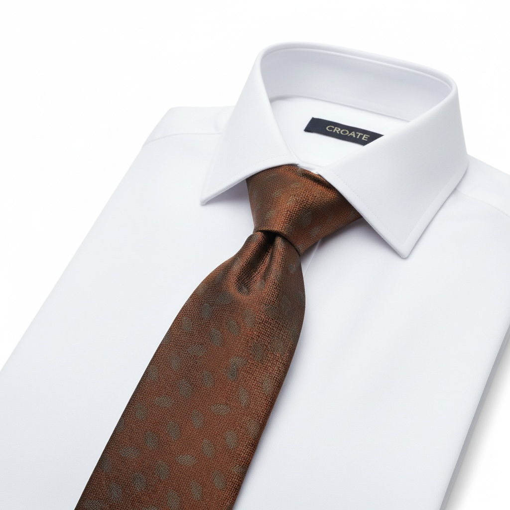 Yaprak Desen Micro Desenli Somon Kravat – Zarif Duruş