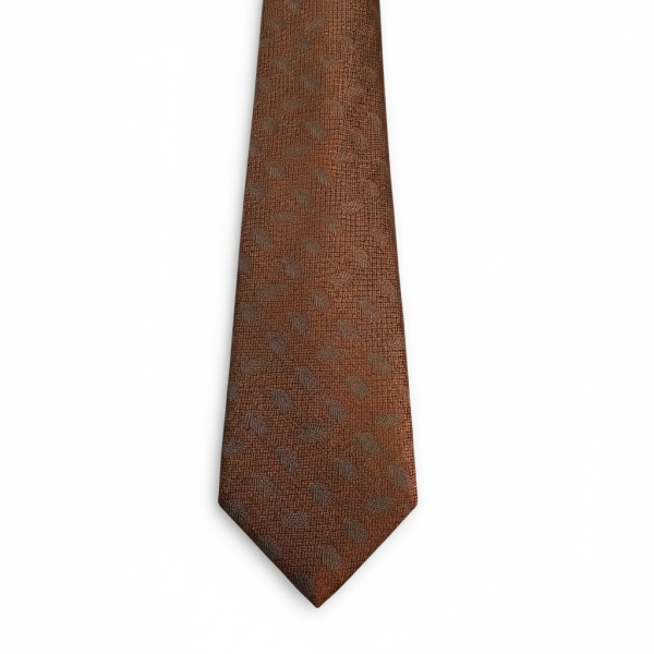 Yaprak Desen Micro Desenli Somon Kravat – Zarif Duruş