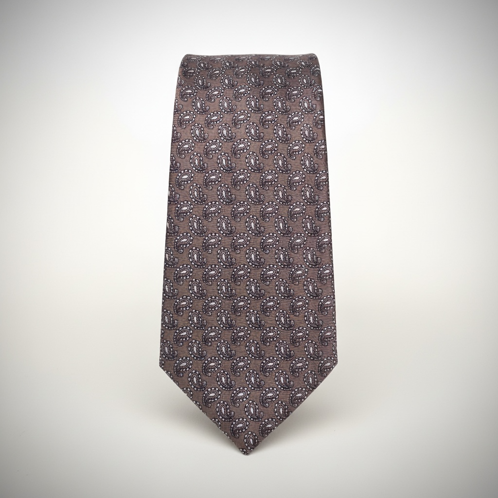 Kahverengi Şal Desen Premium Art Silk Kravat