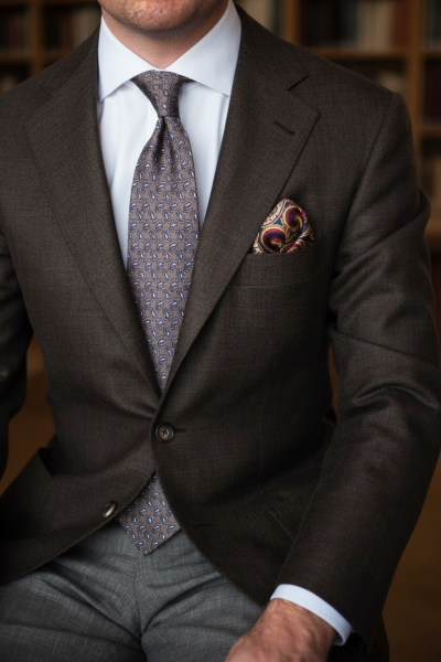 Kahverengi Şal Desen Premium Art Silk Kravat