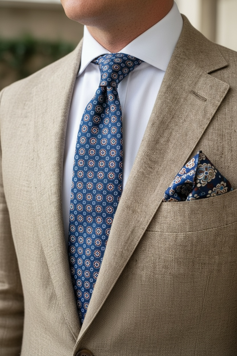 Mavi Minimal Desen Premium Art Silk Kravat