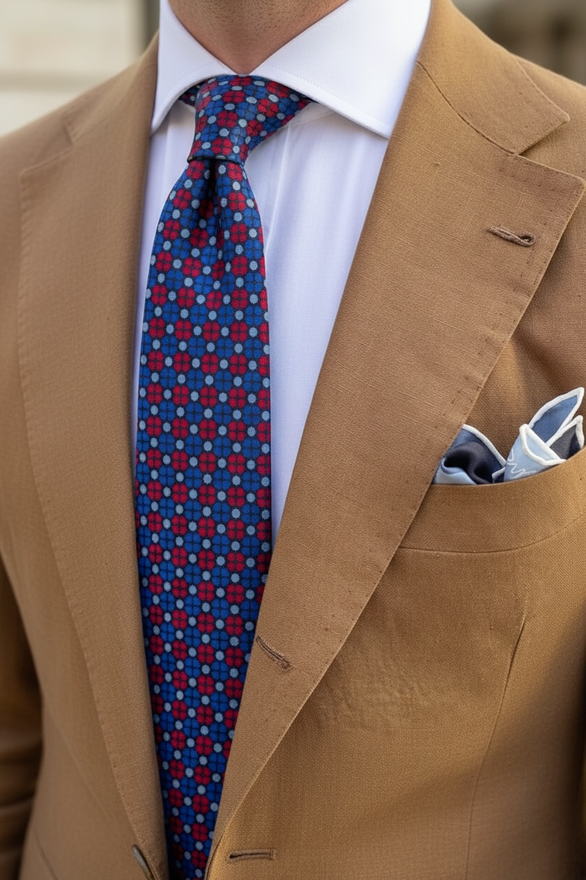 Lacivert Minimal Desen Premium Art Silk Kravat