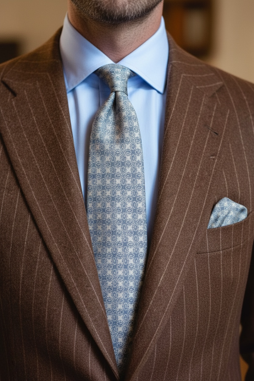 Açık mavi Minimal Desen Premium Art Silk Kravat