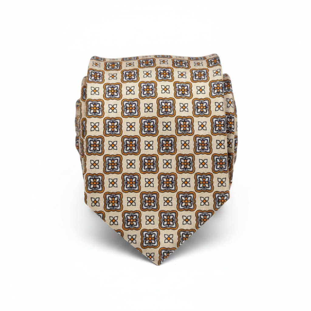 Krem Minimal Desen Premium Art Silk Kravat