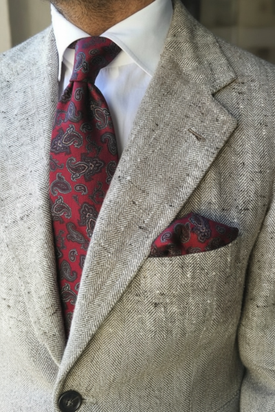 Bordo Şal Desen Premium Art Silk Kravat