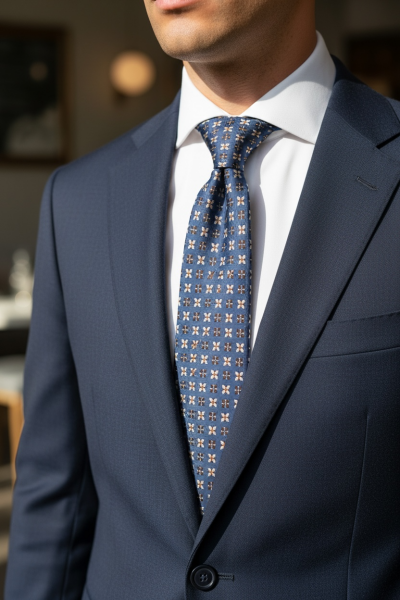Lacivert Minimal Desen Premium Art Silk Kravat