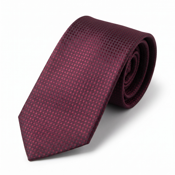 %100 İpek İtalyan Como Kumaş Bordo Minimal Desen Kravat – 8cm