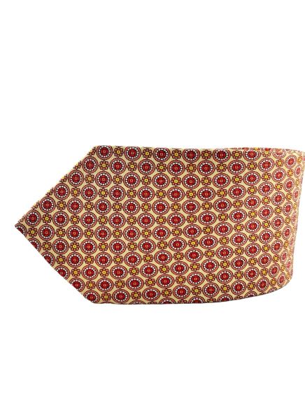 PASTEL SARI EL İŞİ KLASİK %100 İPEK KRAVAT